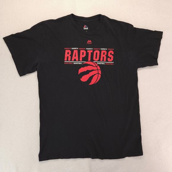 Majestic Toronto Raptors Crew Neck Basketball T Shirt Mens Size Large L Black - Picture 2 of 9